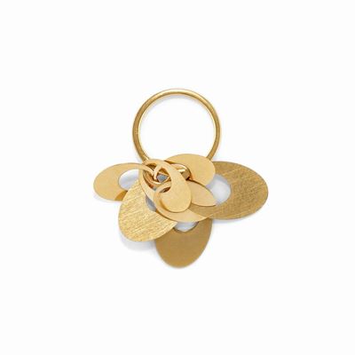 Anello in oro giallo 18K con charms lucidi e satinati