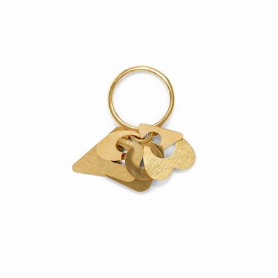 Anello charms in oro giallo 18K con dettagli geometrici
