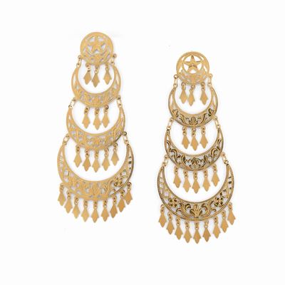 Orecchini in oro giallo 18K con pendenti a volute