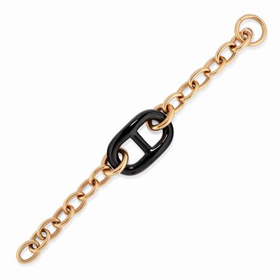 Bracciale in oro rosa 18K con inserto centrale in onice