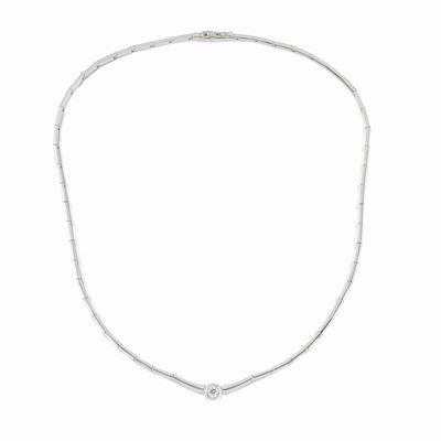 Collana in oro bianco 18K con diamante taglio brillante