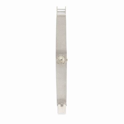 Orologio in oro bianco 18K con quadrante argentato e diamanti