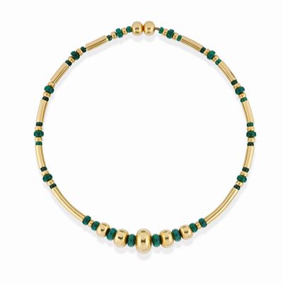 Collana in oro giallo 18K con pietre dure verdi