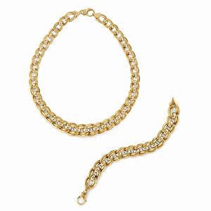 A 18K two color gold demi parure, necklace and bracelet