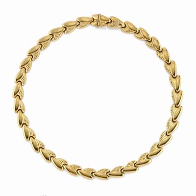 Collana a girocollo in oro giallo 18K con motivi a cuore