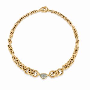  - Collana in oro giallo 18K e acquamarina