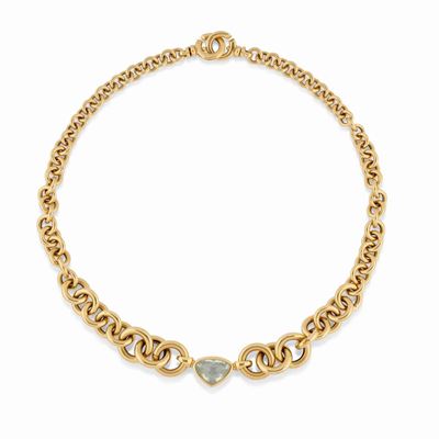 Collana in oro giallo 18K con acquamarina a cuore