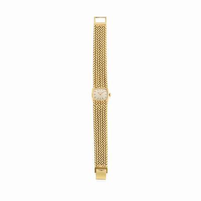 Orologio da donna in oro giallo 18K con quadrante rettangolare