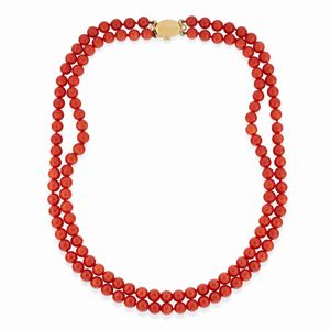 Collana in corallo e oro giallo 18K