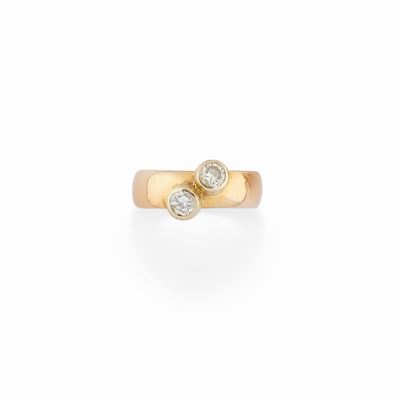 Anello in oro rosso 18K con diamanti taglio brillante, ct 0,40