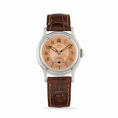 Multifort, Orologio da tavolo in acciaio con quadrante salmone