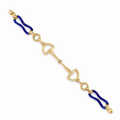 Bracciale in oro giallo 18k con smalto, stile Gucci