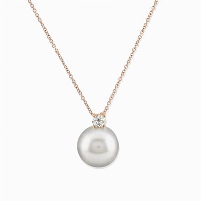 Collana in Oro 18k, Perla e Diamante