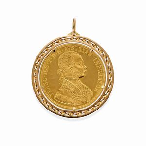  - Pendente con moneta in oro giallo 18k