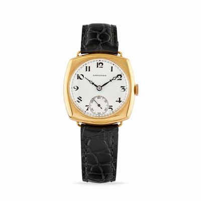 Orologio a cuscino in oro 18k, anni '30