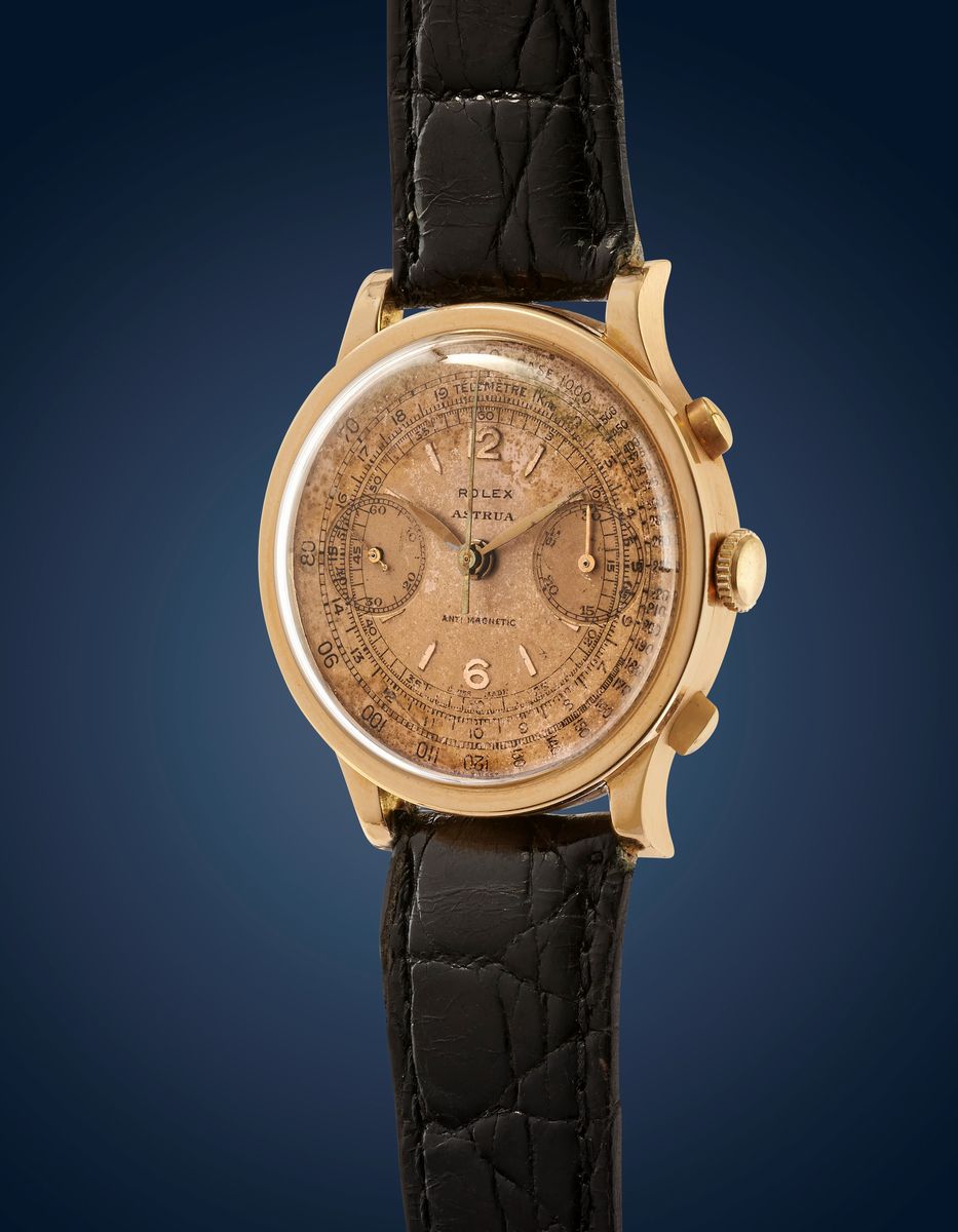 Cronografo Rolex 2508 Personalizzato per Astrua, oro rosa 18k, anni '30