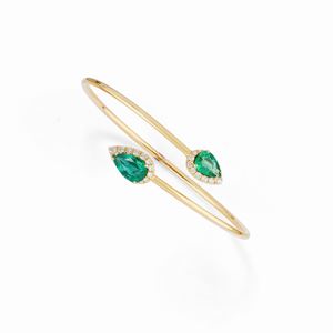 Bracciale in oro giallo 18K con smeraldi e diamanti