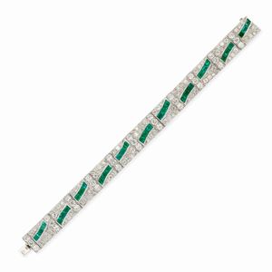  - Bracciale in oro bianco 18K con smeraldi e diamanti