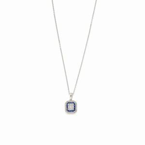  - Collana in oro bianco 18K, diamanti e zaffiri
