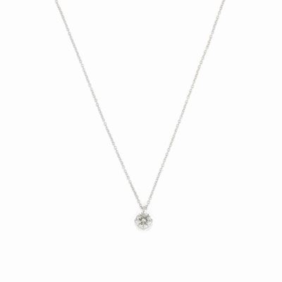 Collana in oro bianco 18K con pendente in diamante taglio brillante, ct 1,00 circa