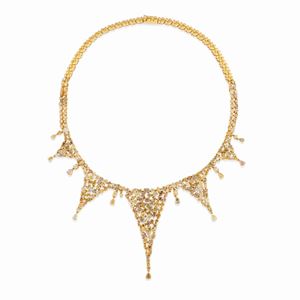  - Collana in oro giallo 18K e diamanti fancy
