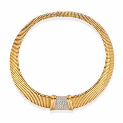 Collana in oro giallo 18K con diamanti, tubogas