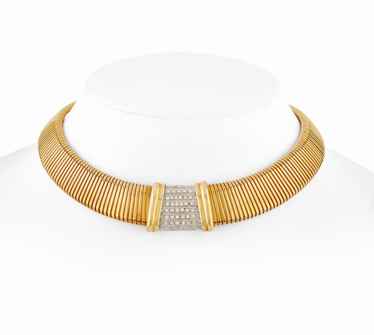 Collana in oro giallo 18K con diamanti, tubogas
