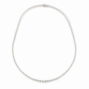 A 18K white gold and diamond tennis necklace 