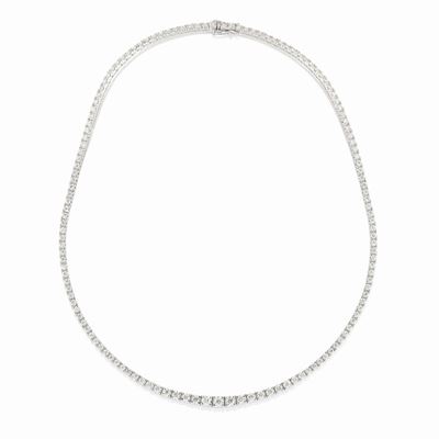 Collana Tennis in Oro Bianco 18k e Diamanti