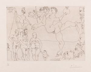 Picasso Pablo - Scene de cirque avec Venus et la pomme d'or, et un amour