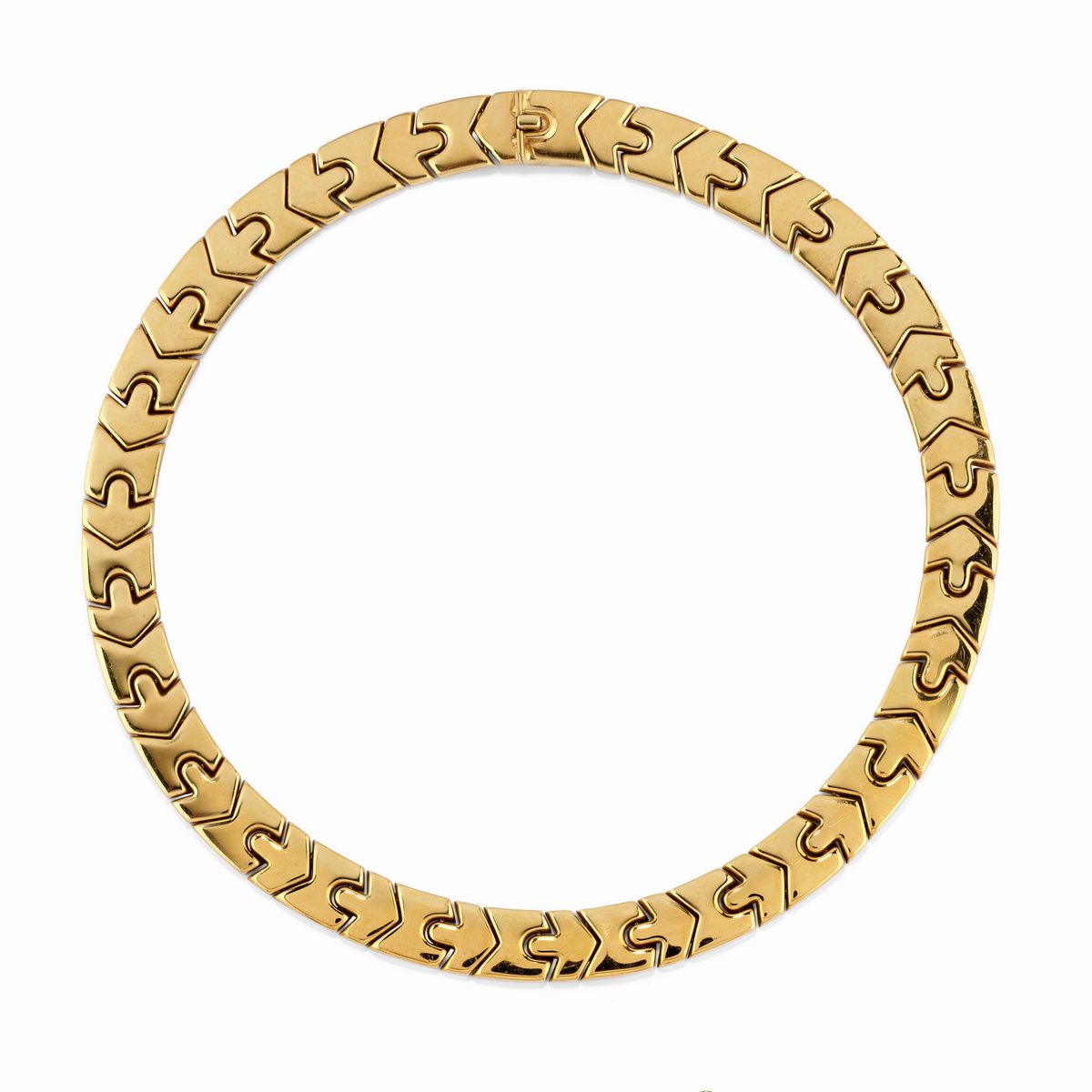 Demi parure in oro giallo 18K, collana a girocollo e orecchini a mezza luna