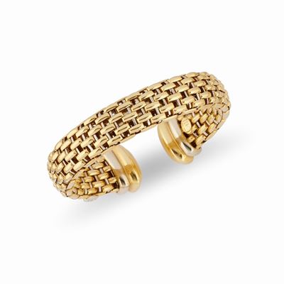 Bracciale in oro bicolore 18K, maglia elastica