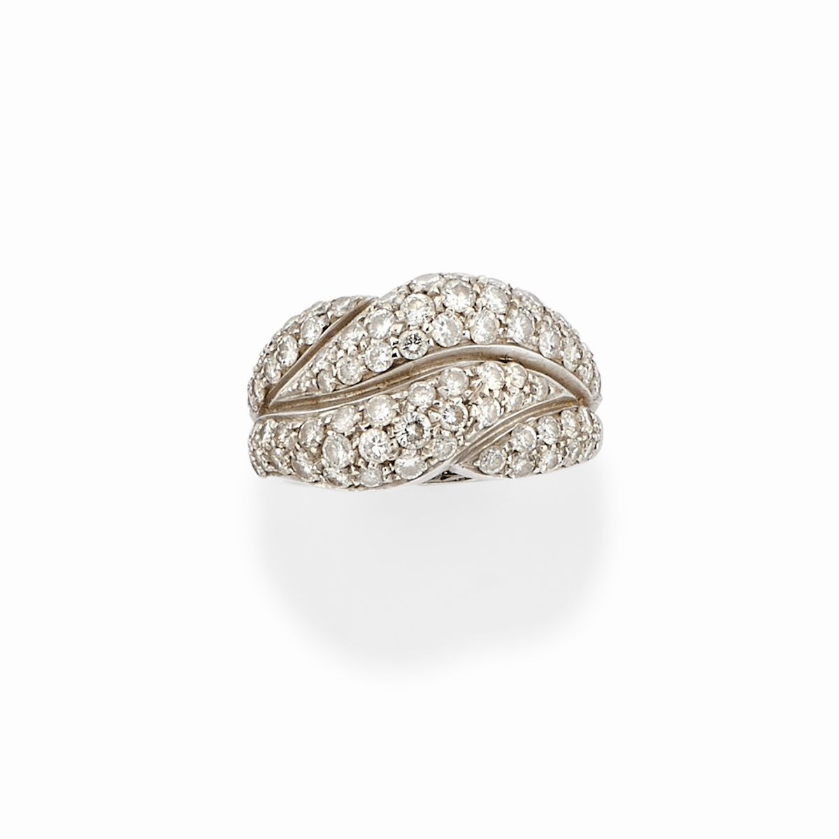 Due Anelli in Oro Bianco 18k, Diamanti e Perla Coltivata