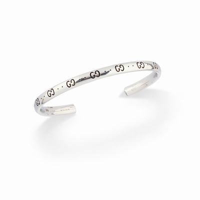 Bracciale in oro bianco 18k con smalto GG