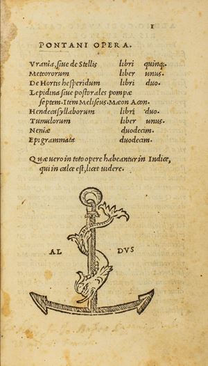 Giovanni Pontano - Opera. Urania, sive de stellis libri quinque...
