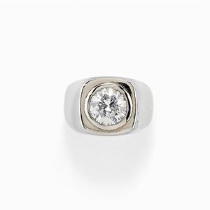 Aello in platino e pietra incolore 