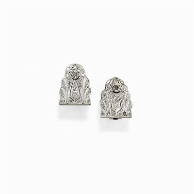 Orecchini in Platino, Oro Bianco 18k e Diamanti