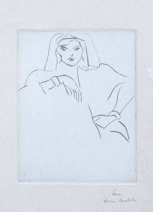 Jeune femme accoudée