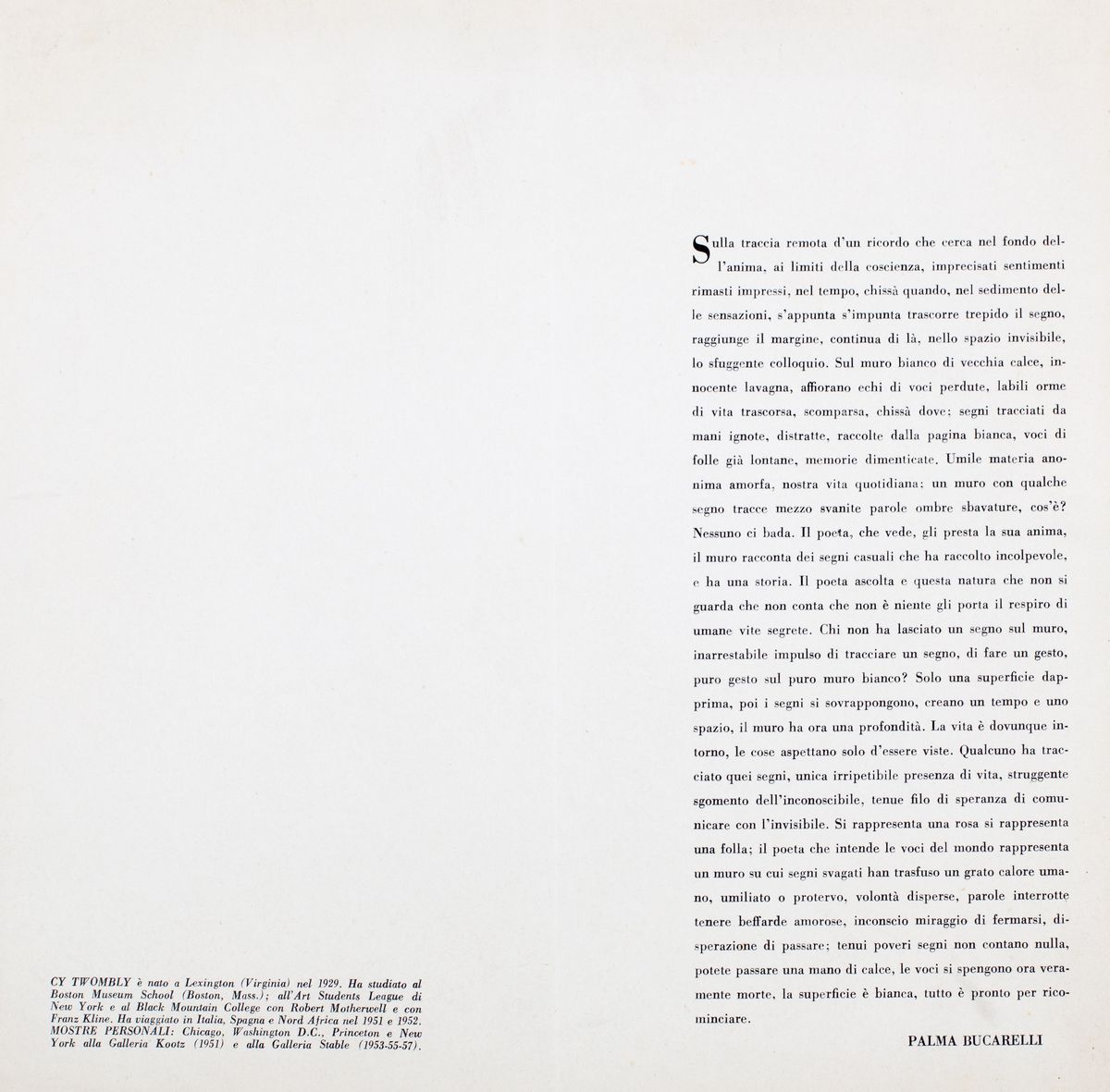 Cy Twombly - Locandina per la prima mostra personale europea, 1958 - Galleria La Tartaruga, Roma
