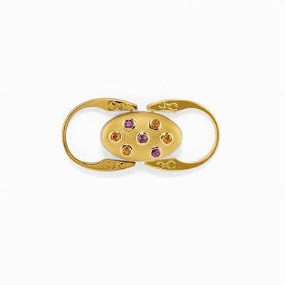 Anello in Oro Bianco 18k, Diamanti e Gemme