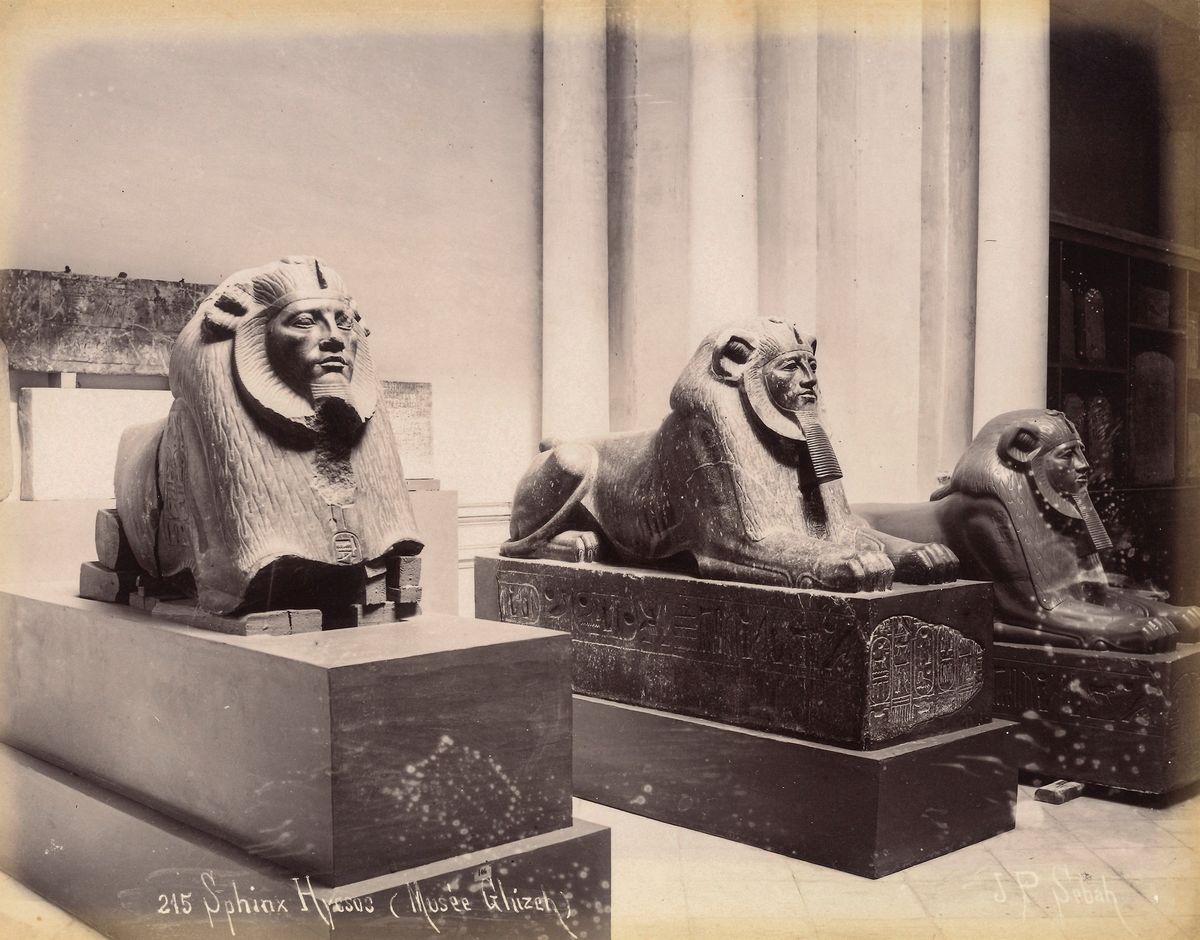 Pascal Sébah - Sphinx Hyesos (musèe Ghizeh); Eidfou le Sanctuaire