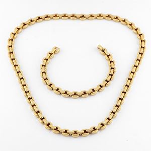 Yellow gold 18k necklace and bracelet, Pomellato