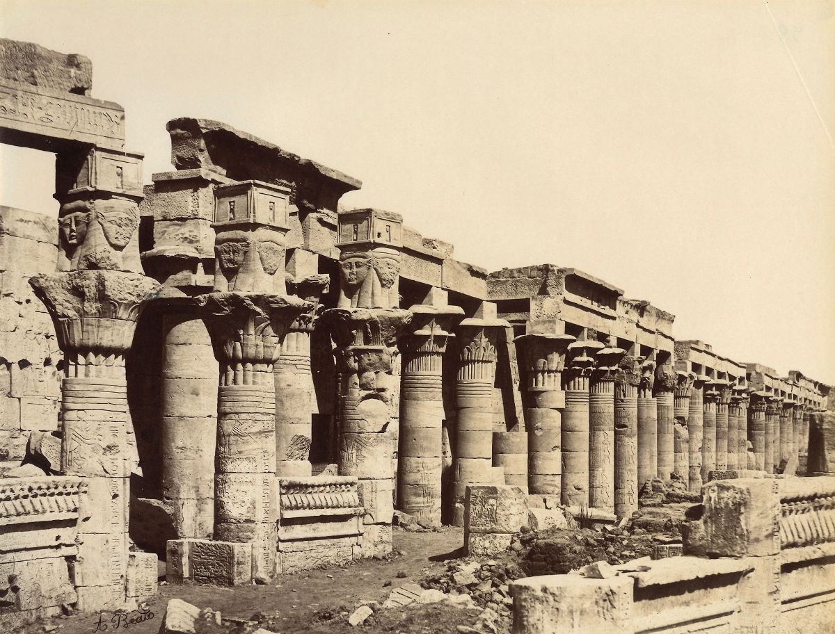 Antonio Beato - Phile, Les Colonnades Du Temple D'isis ; Phile, Pylone Avec Les Cononnes