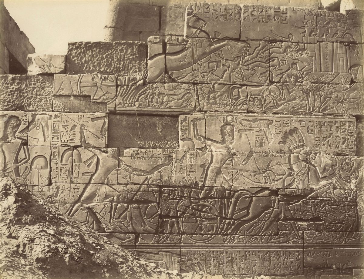 Antonio Beato - Karnak, la Bataille De Ramses ; Karnak Bas Relief