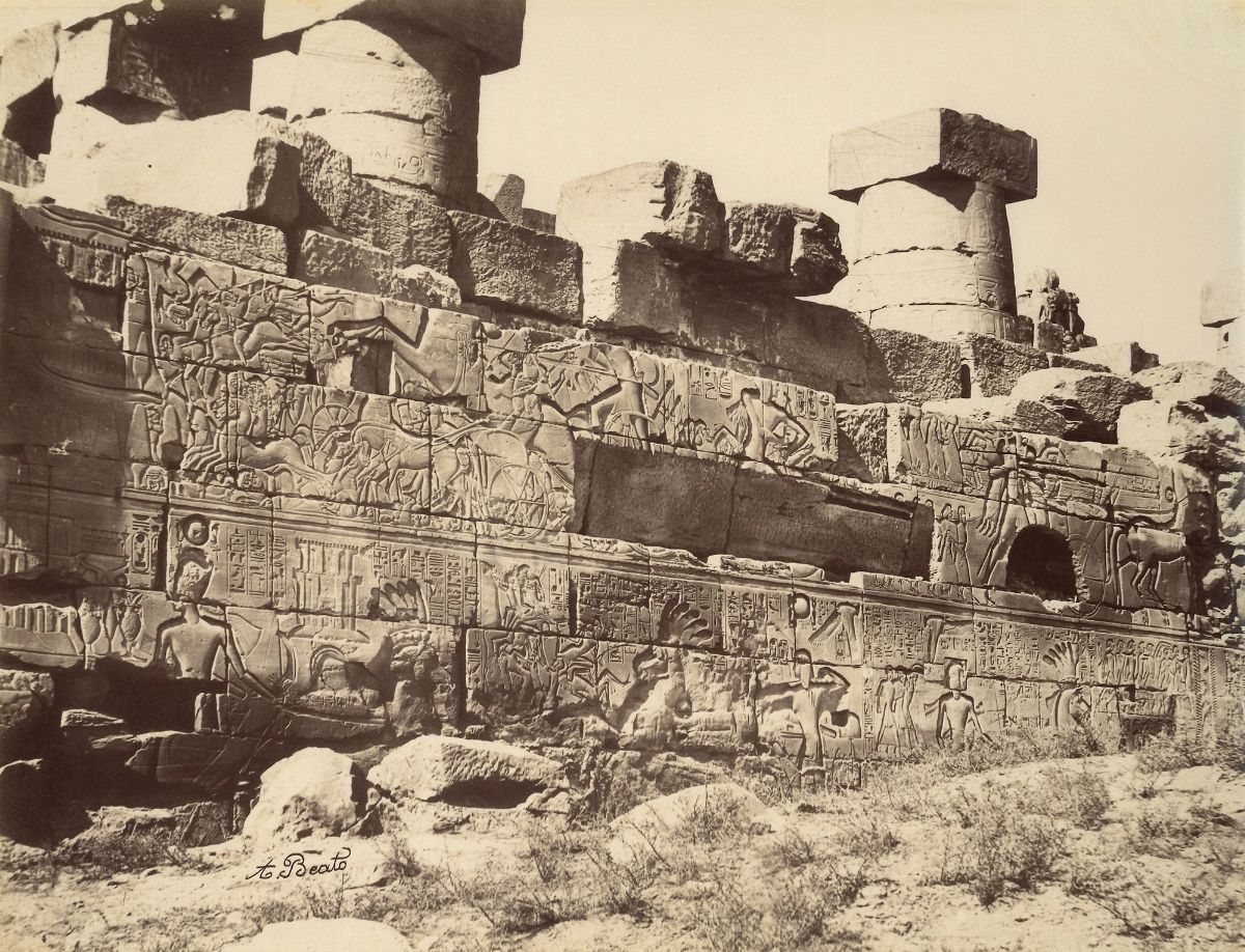 Antonio Beato - Karnak, la Bataille De Ramses ; Karnak Bas Relief