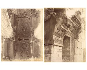 Balbek, Plafond du perystile du temple de Jupiter ; Porte du temple de Jupiter