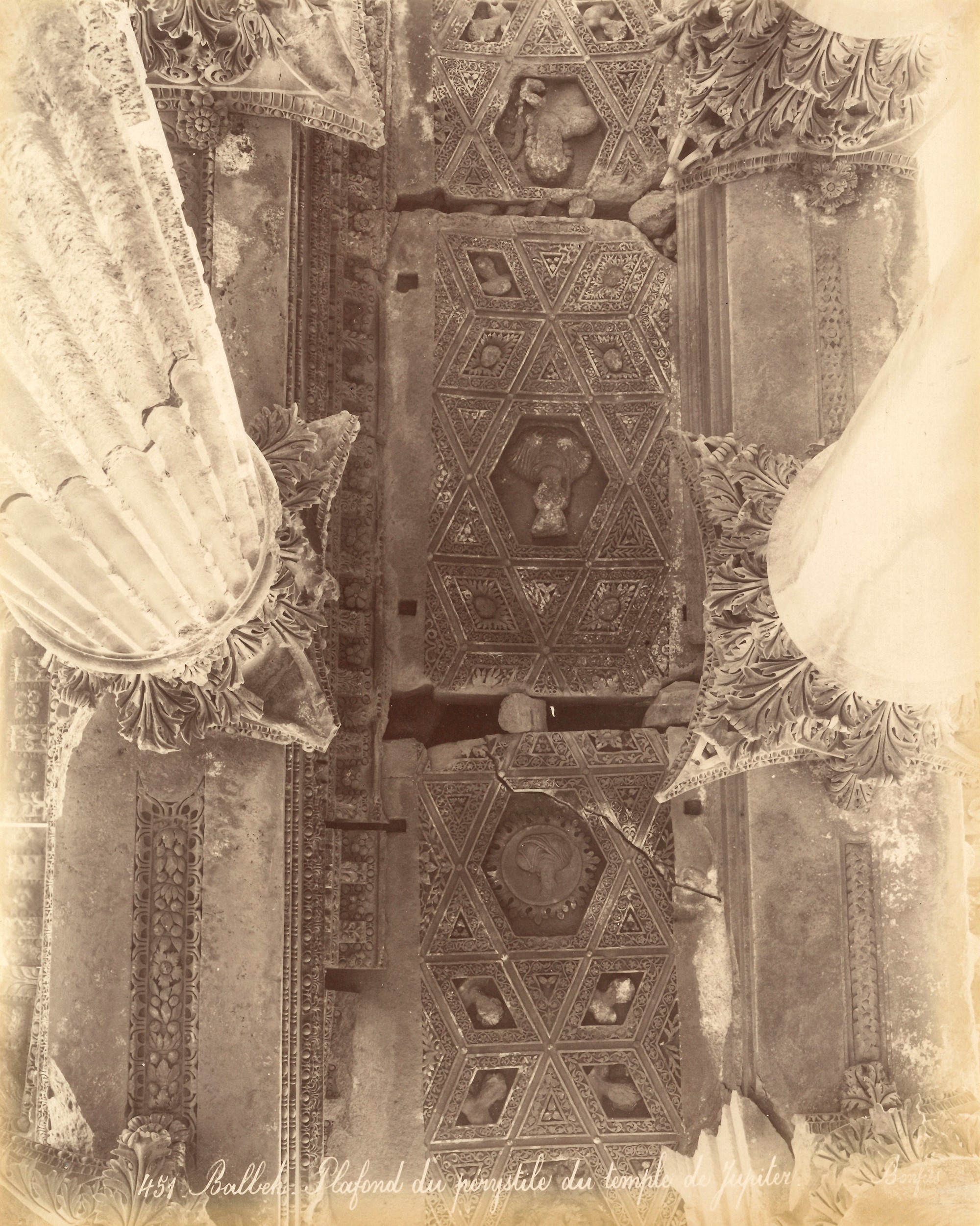 féLIX Bonfils - Balbek, Plafond Du Perystile Du Temple De Jupiter ; Porte Du Temple De Jupiter