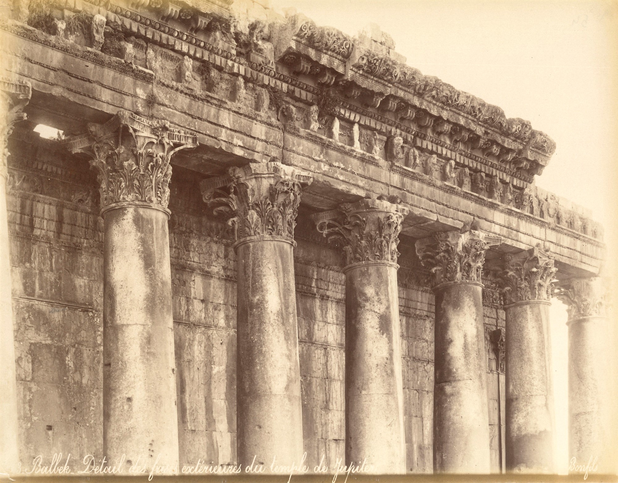 féLIX Bonfils - Balbek, Detail Des Fries Exterieures Du Temple De Jupiter ; Balbek, Details Des C...