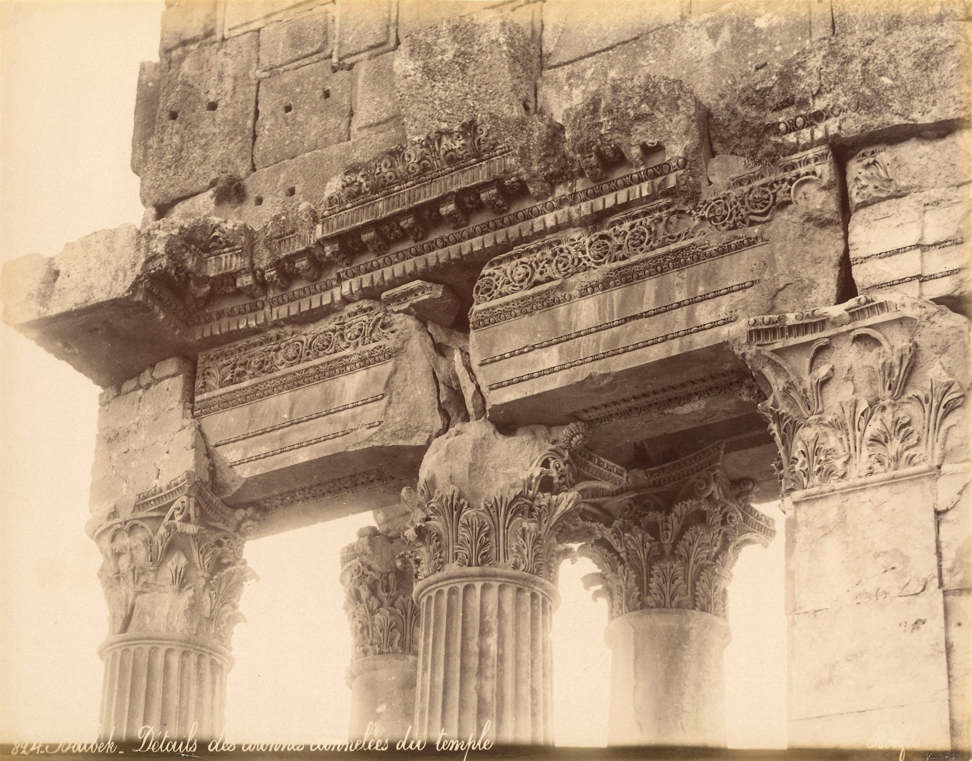 féLIX Bonfils - Balbek, Detail Des Fries Exterieures Du Temple De Jupiter ; Balbek, Details Des C...
