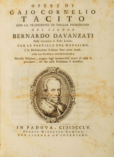 Opere... con la Traduzione in Volgar Fiorentino del Signor Bernardo Davanzati.